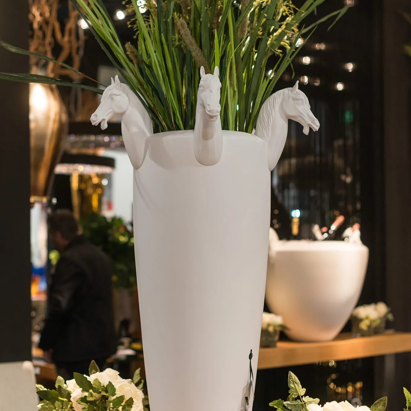 Obice Horse 5 Heads White Decorative Vase