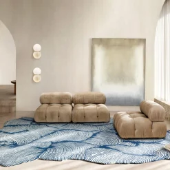 Oceano Blue Wool Rectangular Rug