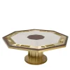 Octagonal Multi-function Brass and Wood Gaming Table
