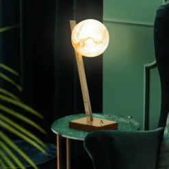 Offset Table Lamp in Polished Brass