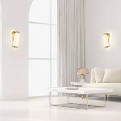 Offset Wall Sconce in Satin Brass