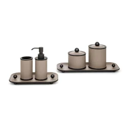 Olimpia 5-Piece Bathroom Burnished/Beige Leather Bathroom Set