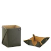 Olive and mustard leather Paper Block Holder and Miu Box set