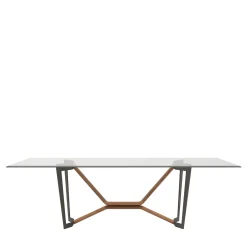 Oliver Transparent Glass & Walnut Canaletto Dining Table
