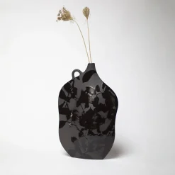 Ombra Black Stoneware With Glossy Details Vase #1