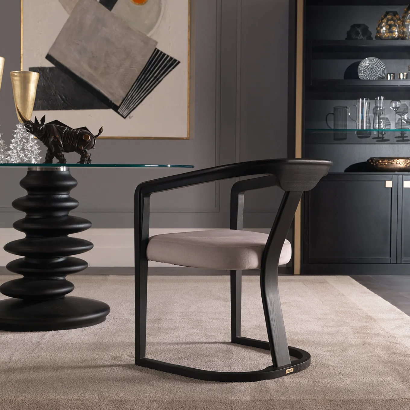 Ometto ED/20 349 Round Dining Table with Glass Top