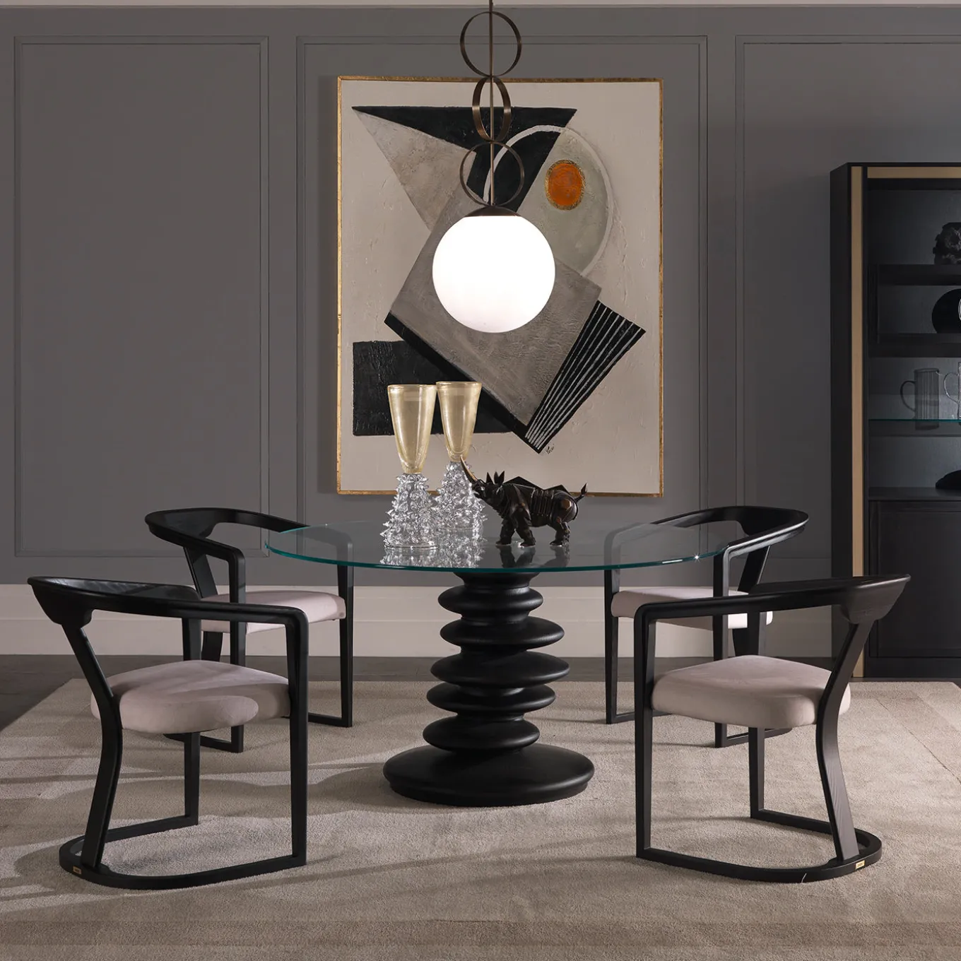 Ometto ED/20 349 Round Dining Table with Glass Top