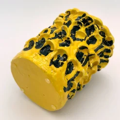 Onda Sunflower Yellow and Shiny Black Vase