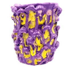 Onda Velvet Purple and Lemon Yellow Vase