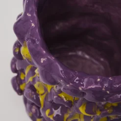 Onda Velvet Purple and Lemon Yellow Vase
