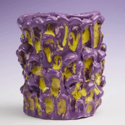 Onda Velvet Purple and Lemon Yellow Vase