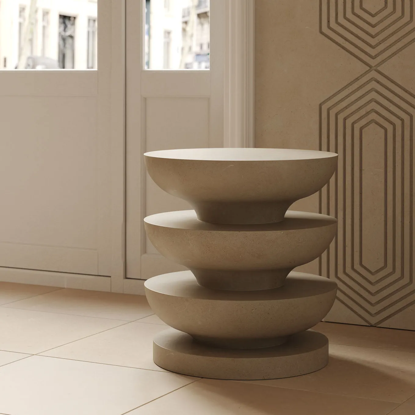 Ondulation Limestone Stool by Matali Crasset