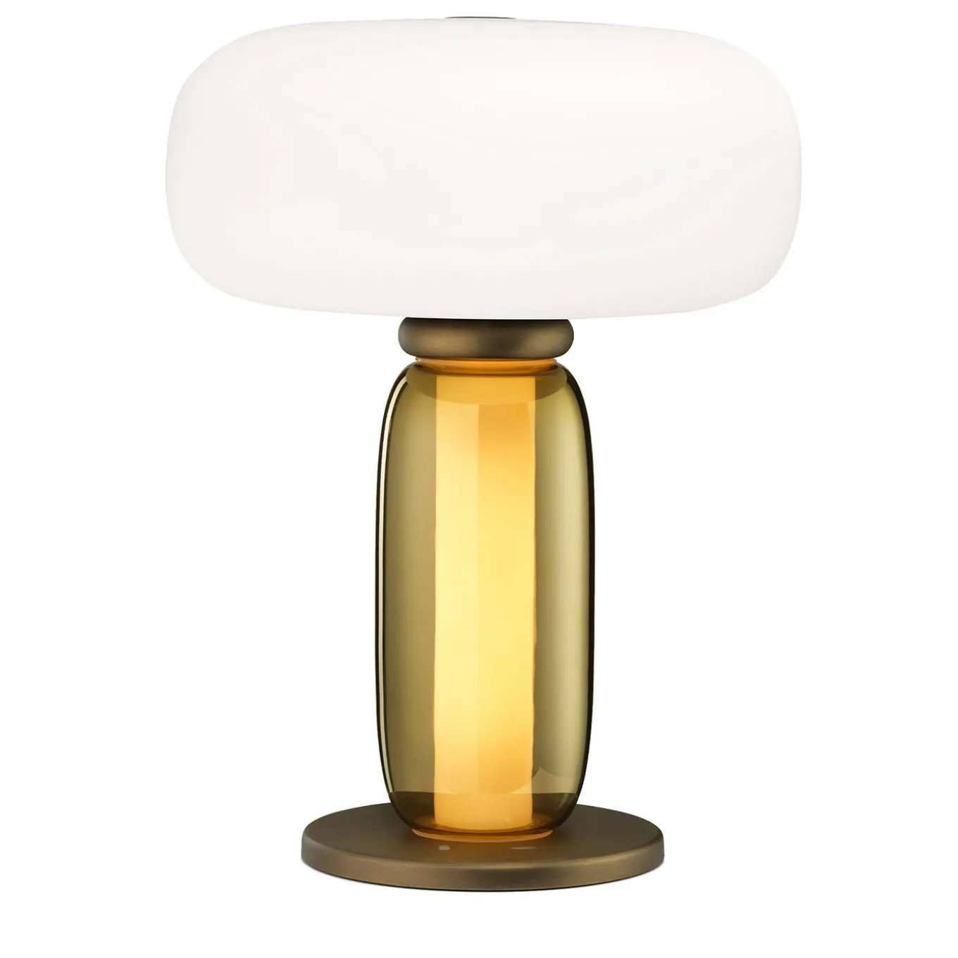 One On One Modern Brass Glass Round Table Lamp