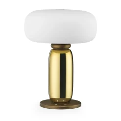 One On One Modern Brass Glass Round Table Lamp