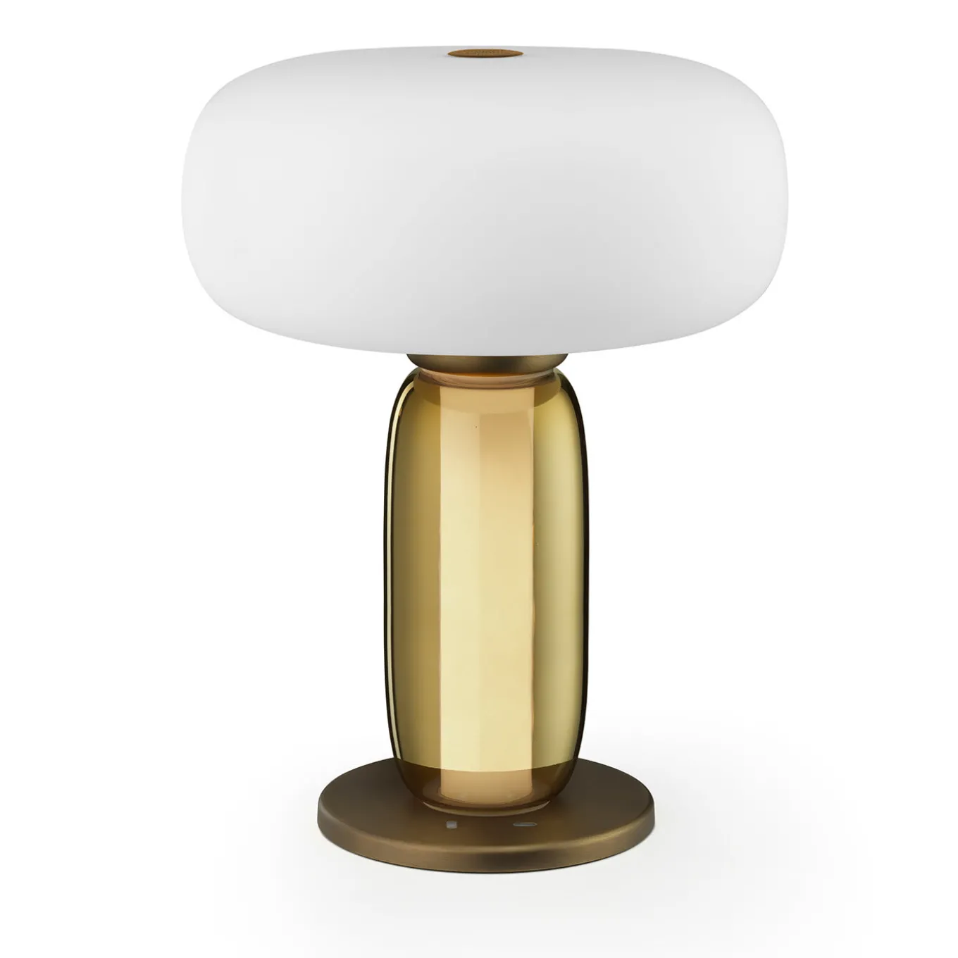 One On One Modern Brass Glass Round Table Lamp