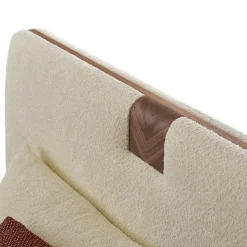 Onigiri Milk Bouclé Bed with Walnut Accents