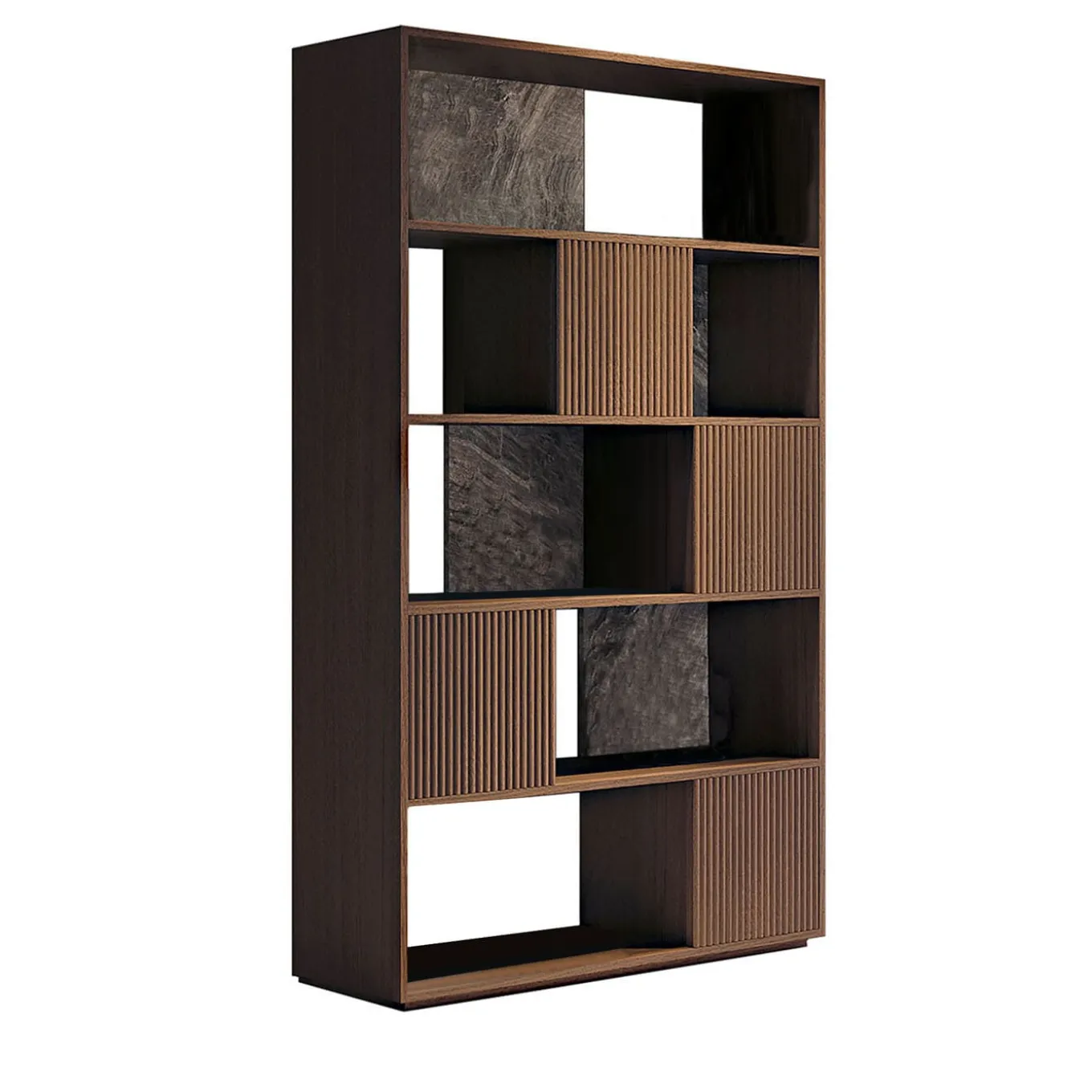 Opale Channeled Walnut Bookcase