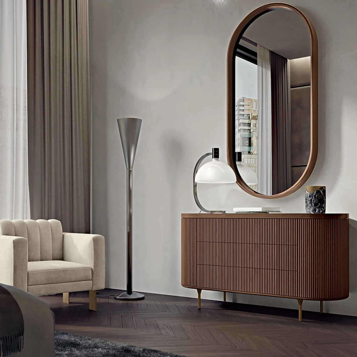 Opale 3-Drawer Channeled Walnut Dresser