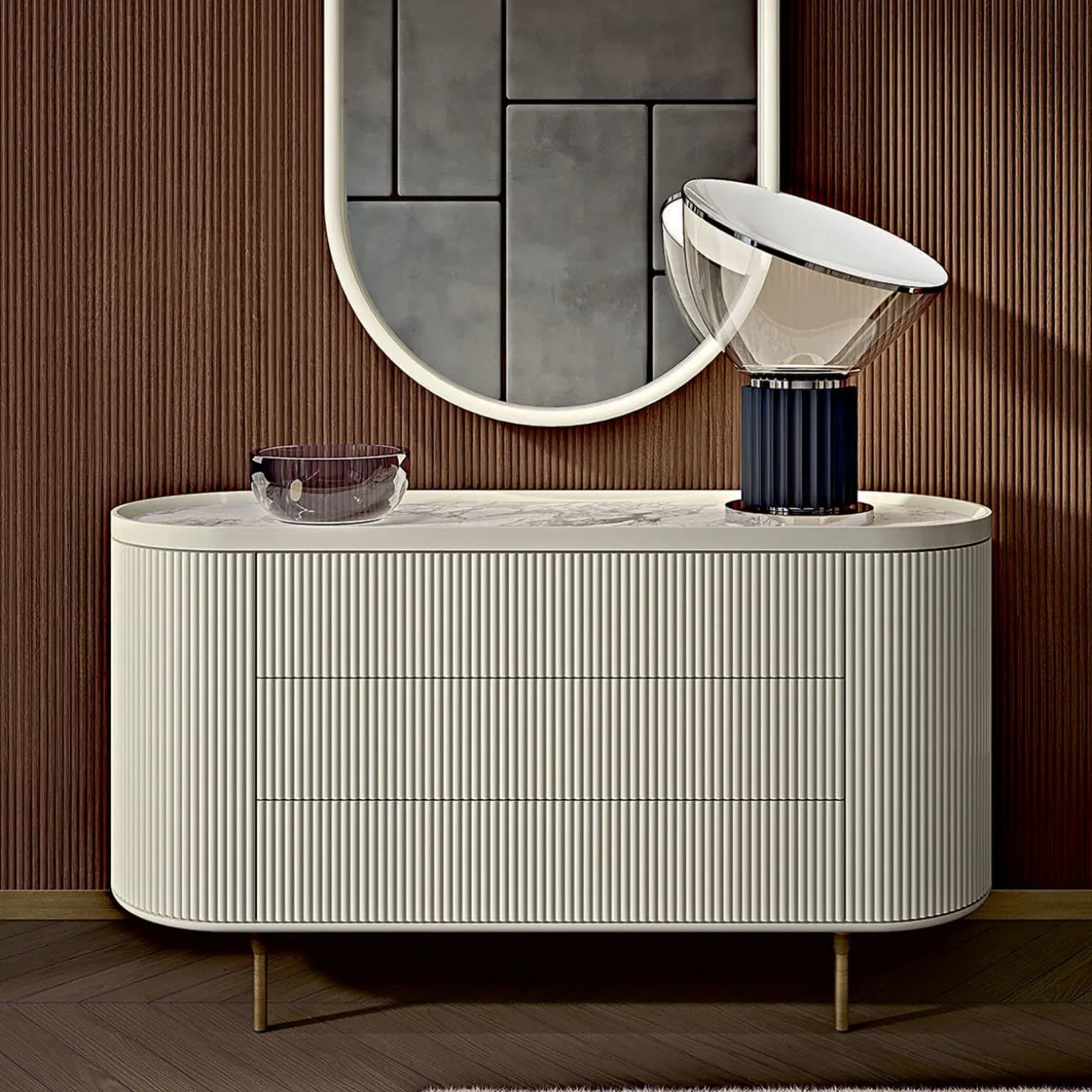 Opale 3-Drawer Channeled White Dresser