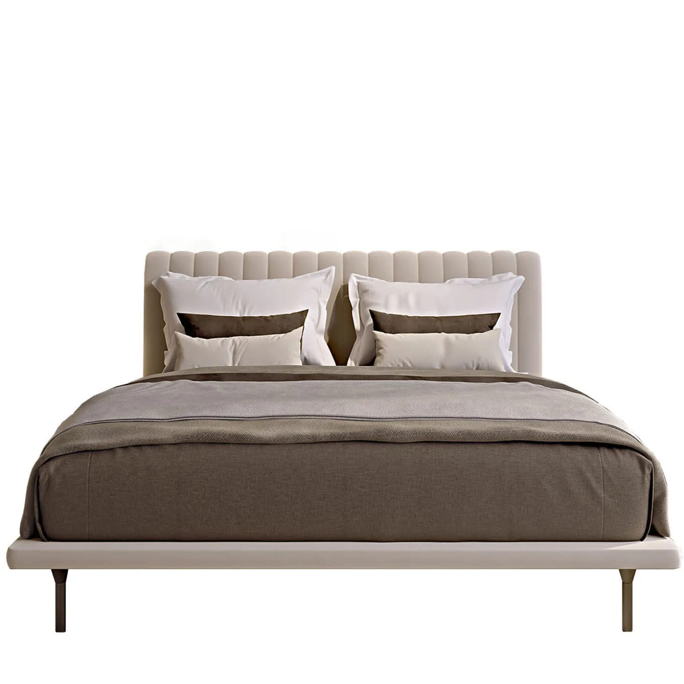 Opale Small Channeled Beige Double Bed