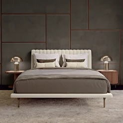 Opale Small Channeled Beige Double Bed