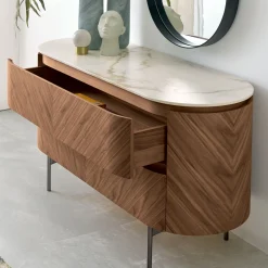 Opera Dresser in Walnut Canaletto with Calacatta Ceramic Top