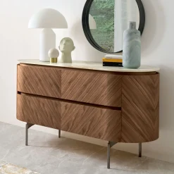 Opera Dresser in Walnut Canaletto with Calacatta Ceramic Top