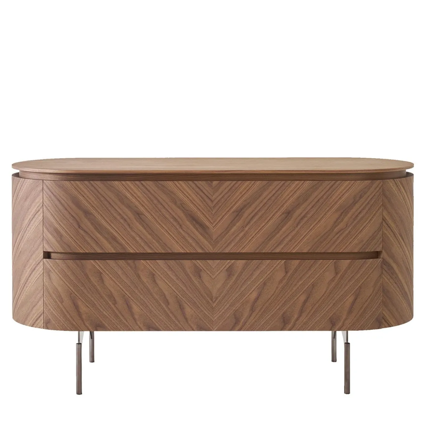 Opera Dresser in Walnut Canaletto with Nickel Legs