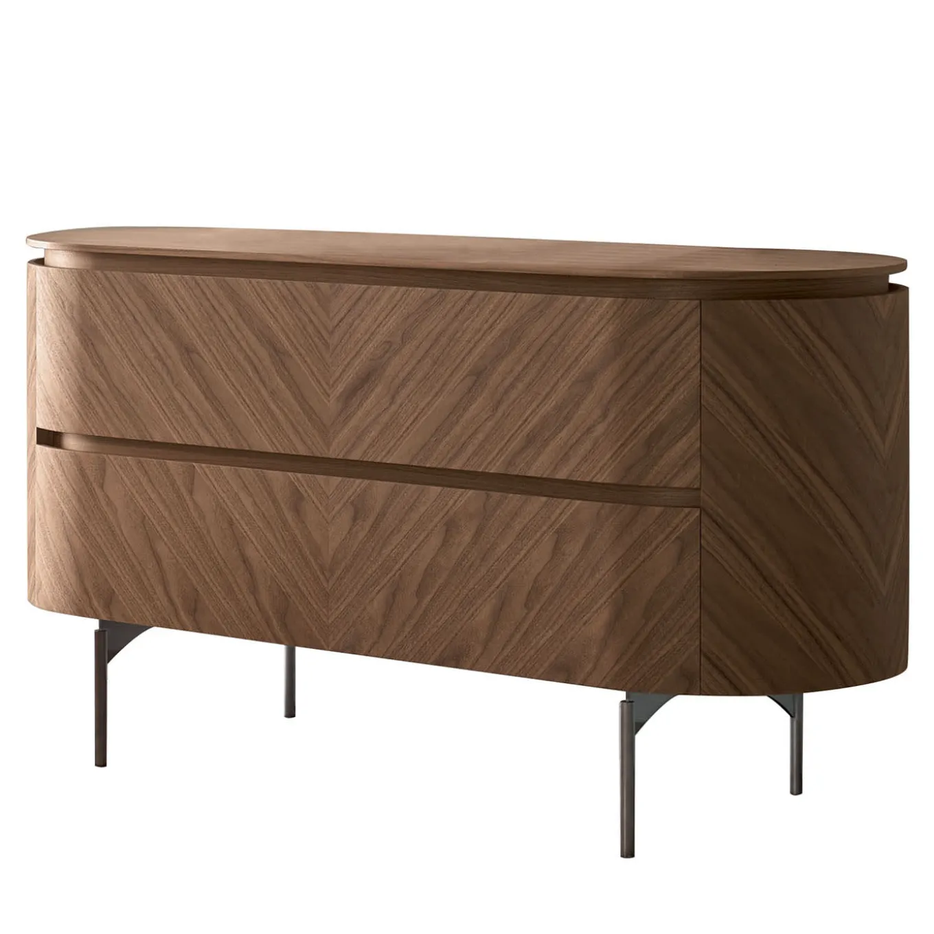 Opera Dresser in Walnut Canaletto with Nickel Legs