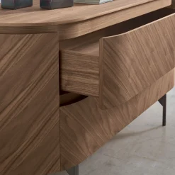 Opera Dresser in Walnut Canaletto with Nickel Legs