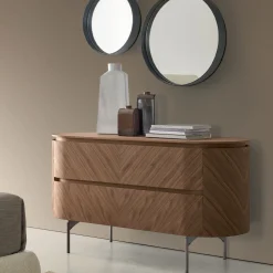 Opera Dresser in Walnut Canaletto with Nickel Legs