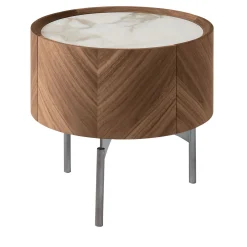 Opera Nightstand in Walnut Canaletto with Calacatta Ceramic Top