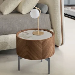 Opera Nightstand in Walnut Canaletto with Calacatta Ceramic Top