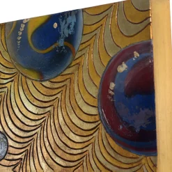 Optical Suspension Carved Wood With Gold & Silver Leaf Painting By Giuseppe Caiafa