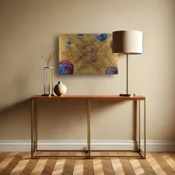 Optical Suspension Carved Wood With Gold & Silver Leaf Painting By Giuseppe Caiafa