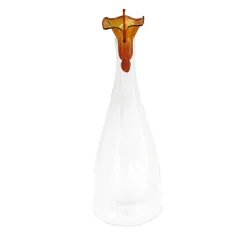 Orange Flower Hand-blown Glass Bottle