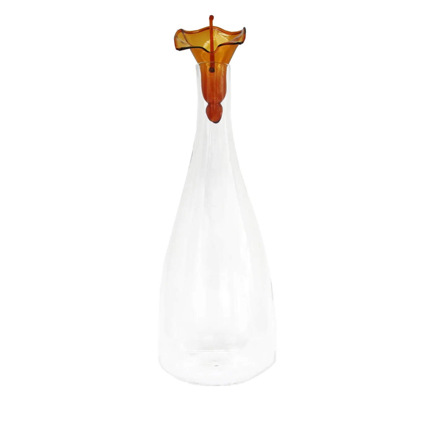 Orange Flower Hand-blown Glass Bottle