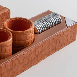 Orange Leather Backgammon Game Set