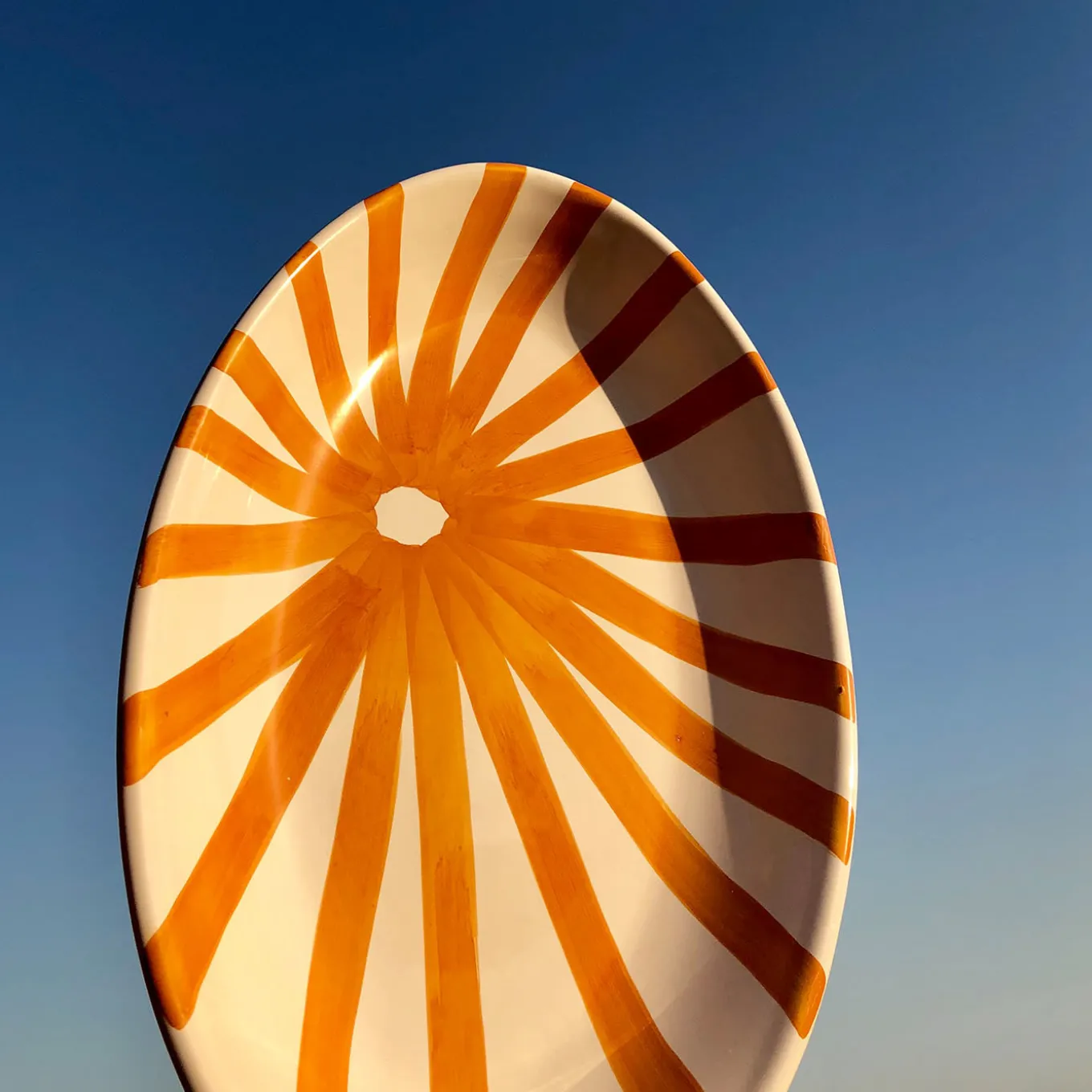 Orange Sun Oval Serving Plate