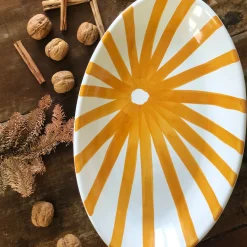 Orange Sun Oval Serving Plate