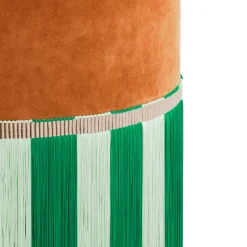 orange velvet with two-tone fringes bench