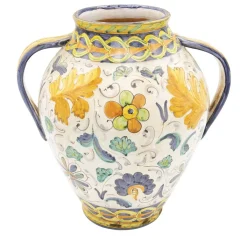 Orciolo Vase with Red Florentine Fleur-De-Lis