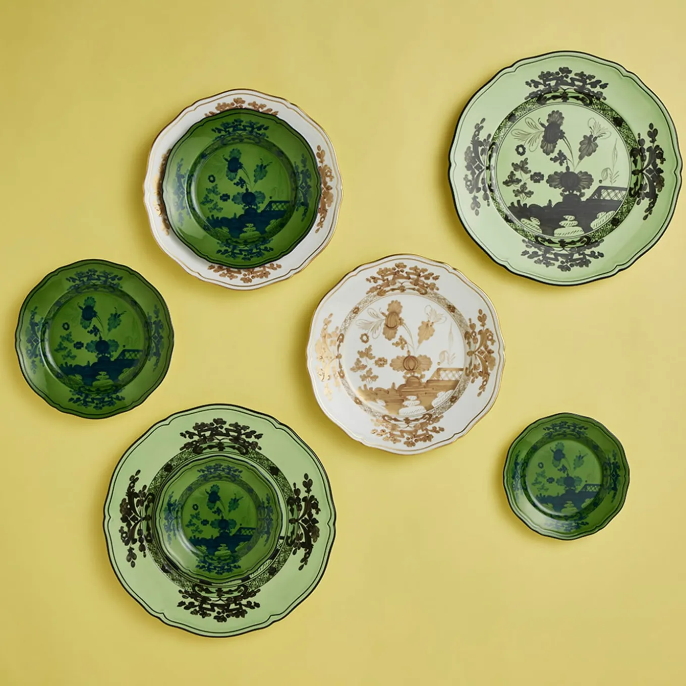 Oriente Italiano Malachite Set of 6 Soup Plates