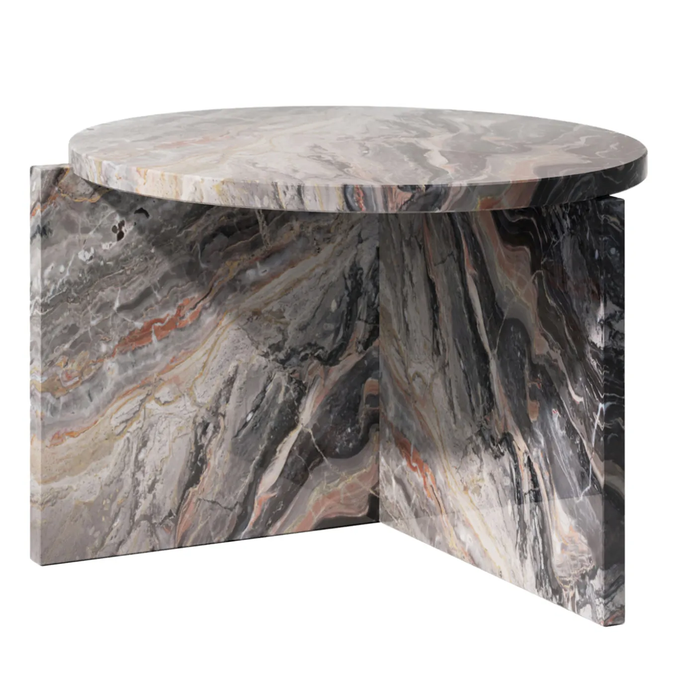 Origin Round Arabescato Orobico Marble Side Table by Artefatto Design Studio