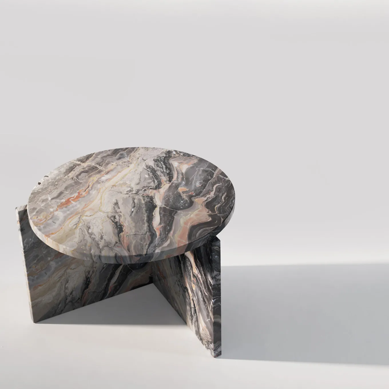Origin Round Arabescato Orobico Marble Side Table by Artefatto Design Studio