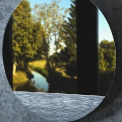 Orizzonte Tondo Mirror decorated with Silver Troweled Resin