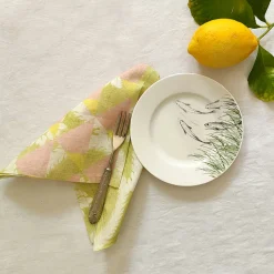 Ornamental Crush Set of 6 Pistachio & Pink Napkins