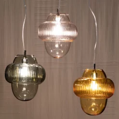 Oround pink glass pendant light