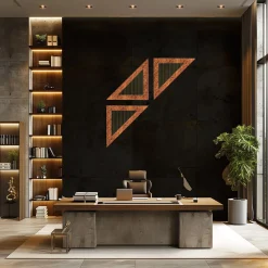 ORU Collection Luxury Antiqued Travertine Triangle Wall Decor