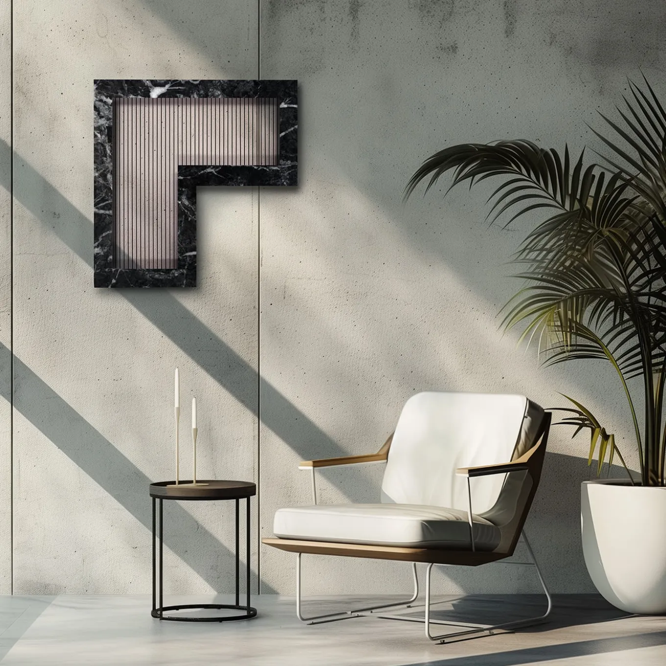 ORU Collection Luxury Grigio Carnico marble Angle Wall Decor